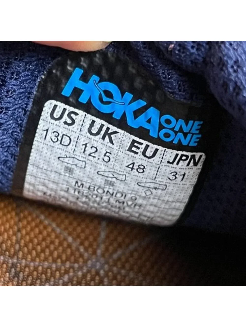 Hoka One One Bondi 9 Mens Size 13 Blue Athletic Running Walking Shoes Sneakers